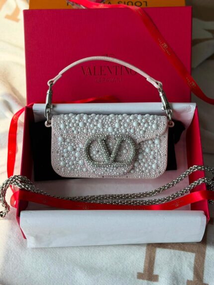 VALENTINO  Pearl & Crystal Embellished Shoulder Bag