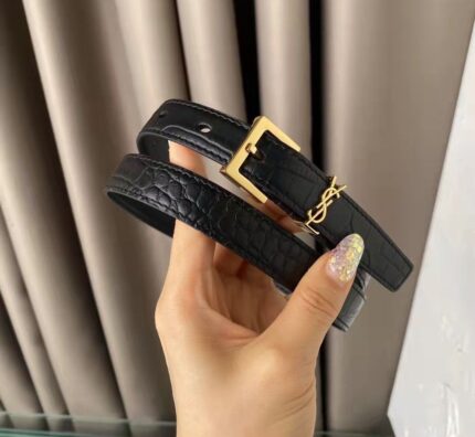 YSL Cassandre Croc-Effect Belts