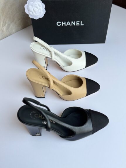 Chanel Two Tone Block Heels