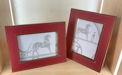 Hermes Leather & Wood Photo Frames
