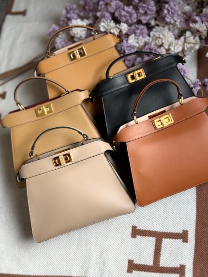 Fendi Peekaboo Leather Top Handle Bags