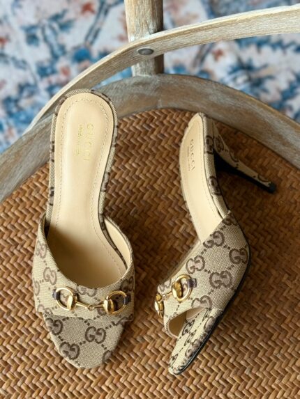 Gucci Monogram Heeled Mules