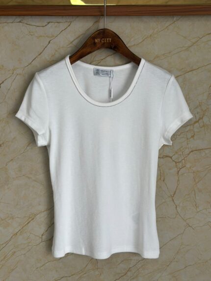Brunello Cucinelli Short Sleeve Scoop Neck Top