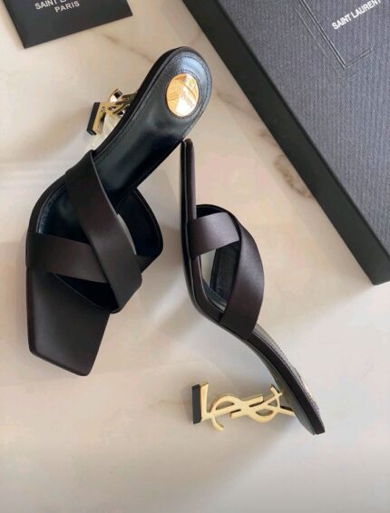 YSL Logo Heel Mules