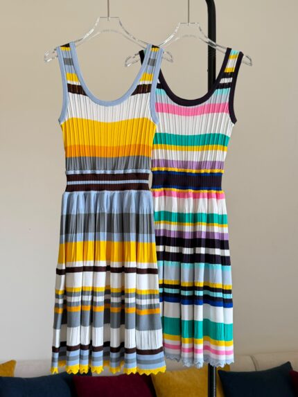 Alaia Striped Knit Tank Dress