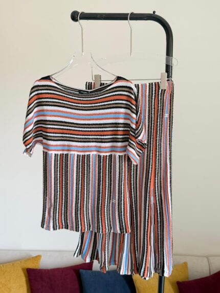 Chanel Multicolor Striped Knit Co-Ord Set