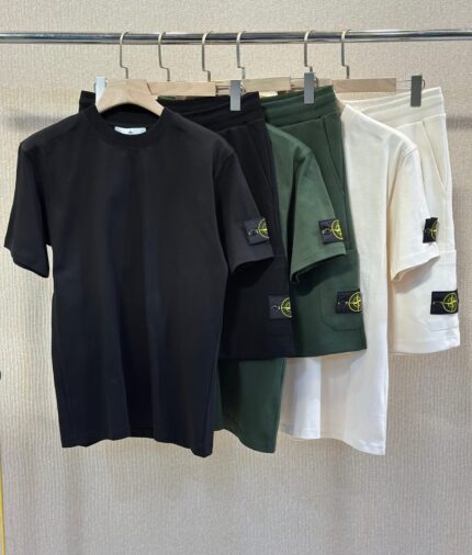 Stone Island Compass Patch Cotton Shorts