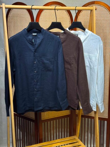 Zegna Mandarin Collar Linen Shirts