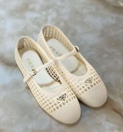 Prada Crochet Mary Jane Flats