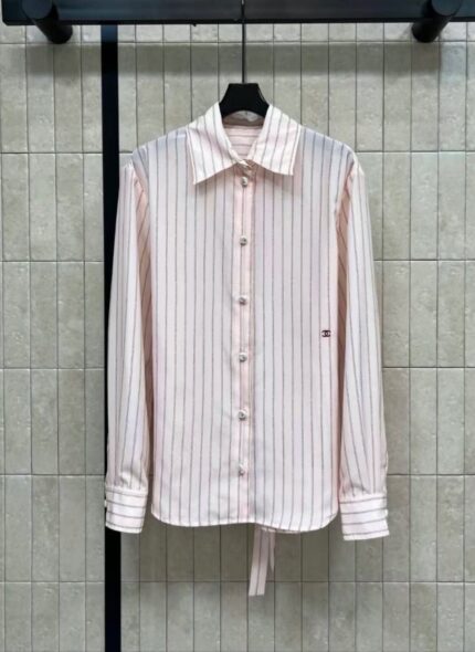 Chanel Pinstripe Silk Blend Shirt