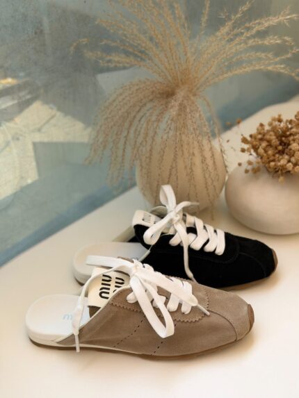 Miu Mui Suede Sneaker Mules