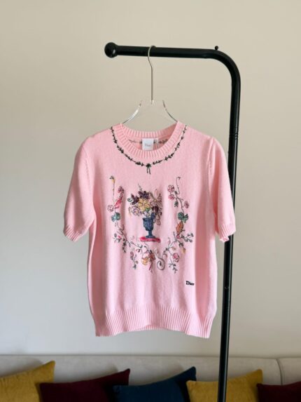 Christian Dior Embroidered Floral Knit Sweater
