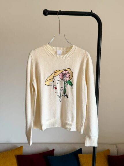 Christian Dior Portrait Embroidered Cashmere Sweater