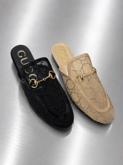 Gucci Princetown Crystal GG Mules