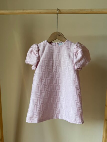 Fendi FF Jacquard Puff Sleeve Dress