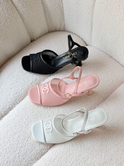 Chanel CC Logo Mesh Slingback Sandals