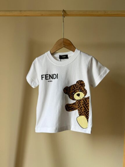 Fendi Kids Teddy Bear FF Logo T-Shirt