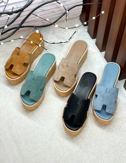 Hermes Suede Platform Sandals