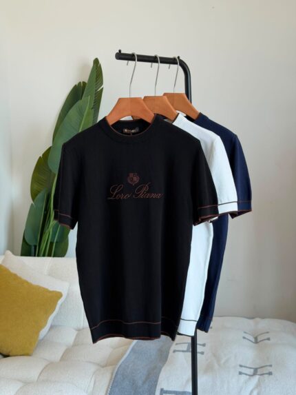 Loro Piana Embroidered Logo Knit T-Shirts