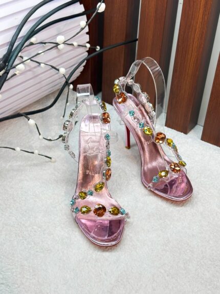 Christian Louboutin Crystal-Embellished Plexi Sandal