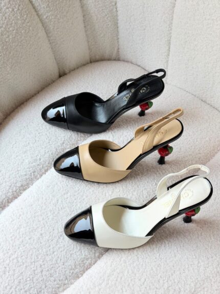 Chanel Two-Tone Slingback Pumps with Strawberry Heel