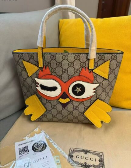 Gucci GG Supreme Cat Face Mini Tote Bags