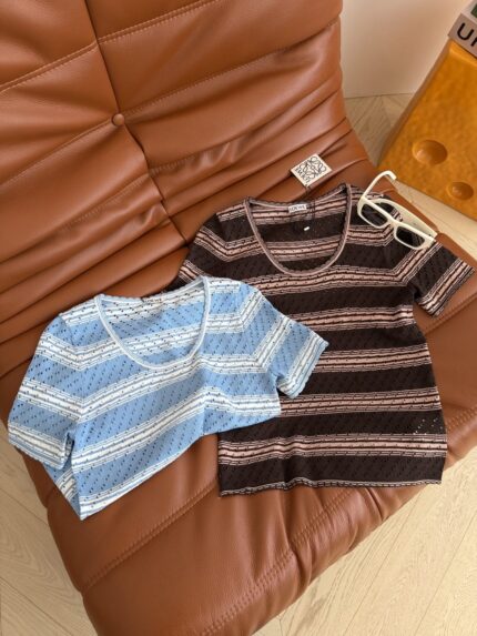 Loewe Pointelle Knit Striped T-Shirts