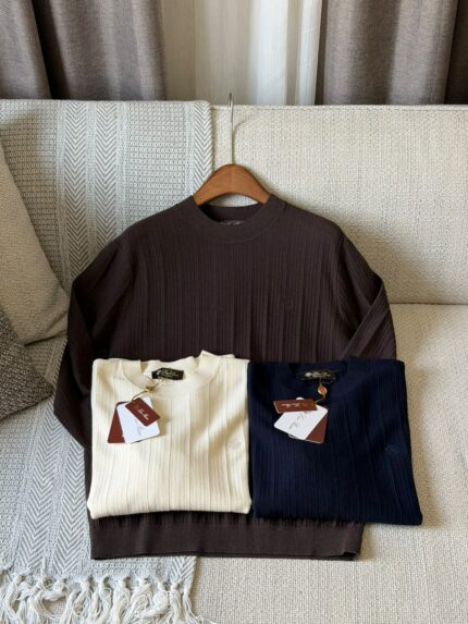 Loro Piana Coarse Ribbed Knit Crewneck Sweaters