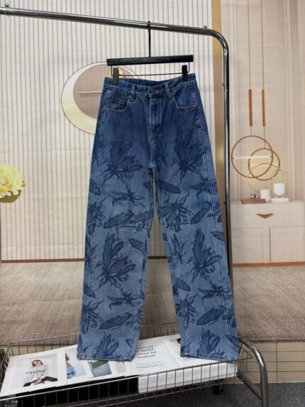 Loewe Anthurium Printed Wide-Leg Baggy Jeans
