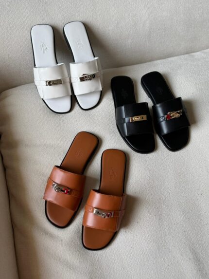 Hermes Kelly Flat Mule Slide Sandals