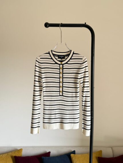 Chanel Breton Stripe Henley Sweater