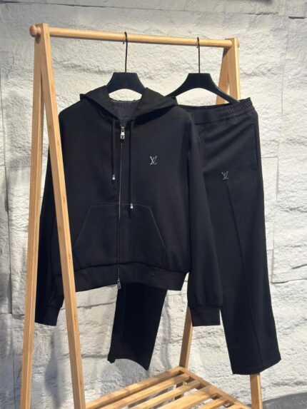 Louis Vuitton Embroidered Zip-Up Hoodie & Wide-Leg Tracksuit Set