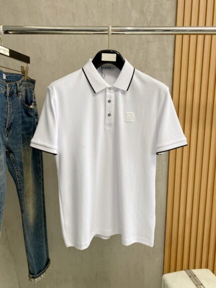 Loewe Embroidered Logo Cotton Pique Polo Shirts