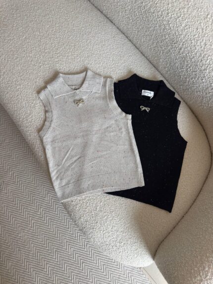 Chanel Sleeveless Knit Polo Vest
