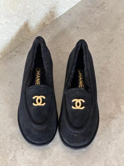 Chanel CC Shearling-Lined Loafers
