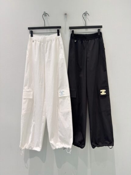 Chanel Logo Cargo Parachute Pants