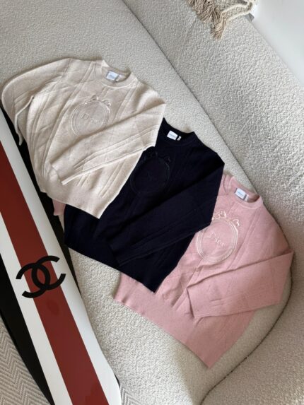 Christian Dior Embroidered Logo Knit Sweaters