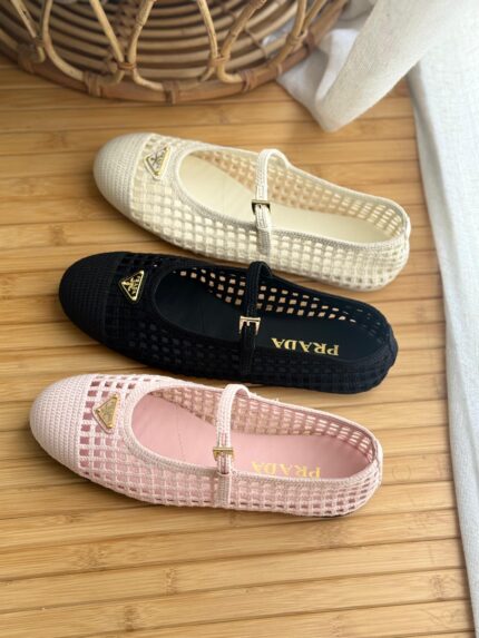 Prada Crochet Mary Jane Flats