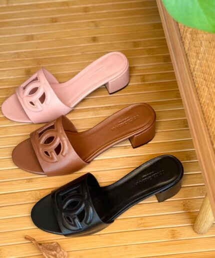 Dolce & Gabbana DG Logo Block Heel Slide Sandals