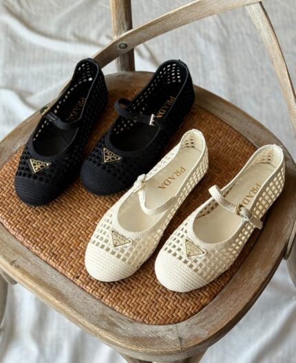Prada Woven Mesh Mary Jane Flats