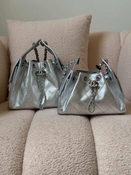 Chanel Metallic Gold Quilted Bucket Bags