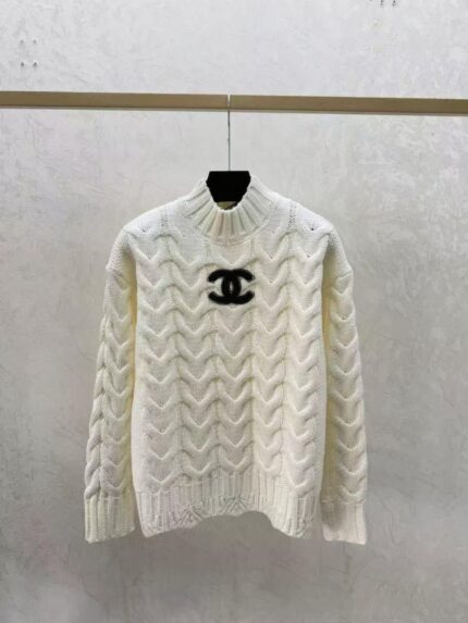 Chanel Cable-Knit Logo Sweater