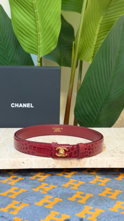 Chanel Croc-Embossed CC Belts