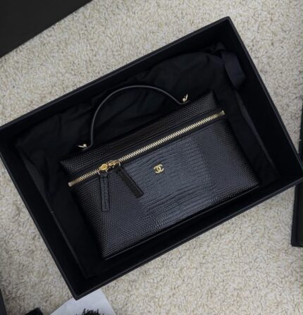 Chanel Lizard Embossed Top Handle Bag