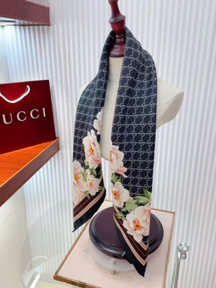 Gucci GG Floral Silk Scarf