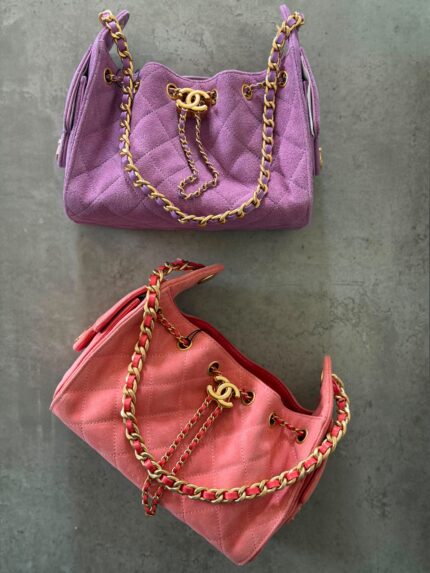 Chanel Quilted Suede Drawstring Bucket Bags