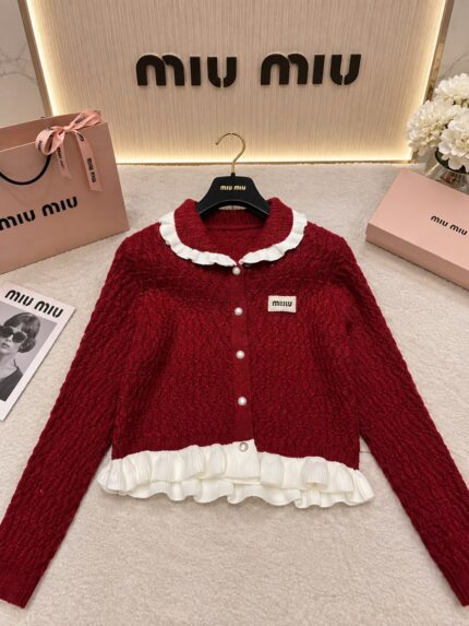 Miu Miu Ruffled Knit Cardigan