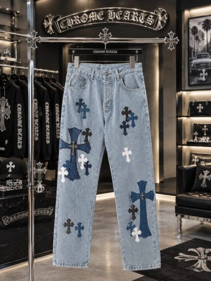 Chrome Hearts Multi Cross Patch Straight-Leg Jeans