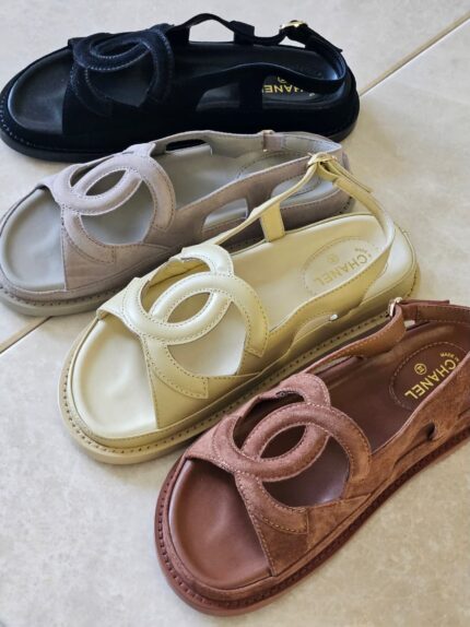 Chanel Iconic CC Logo Cut-Out Slingback Sandals