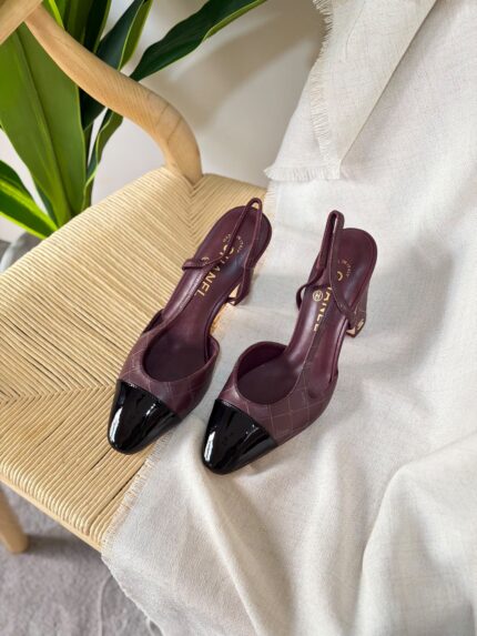 Chanel Two-Tone Cap-Toe Slingback Pumps